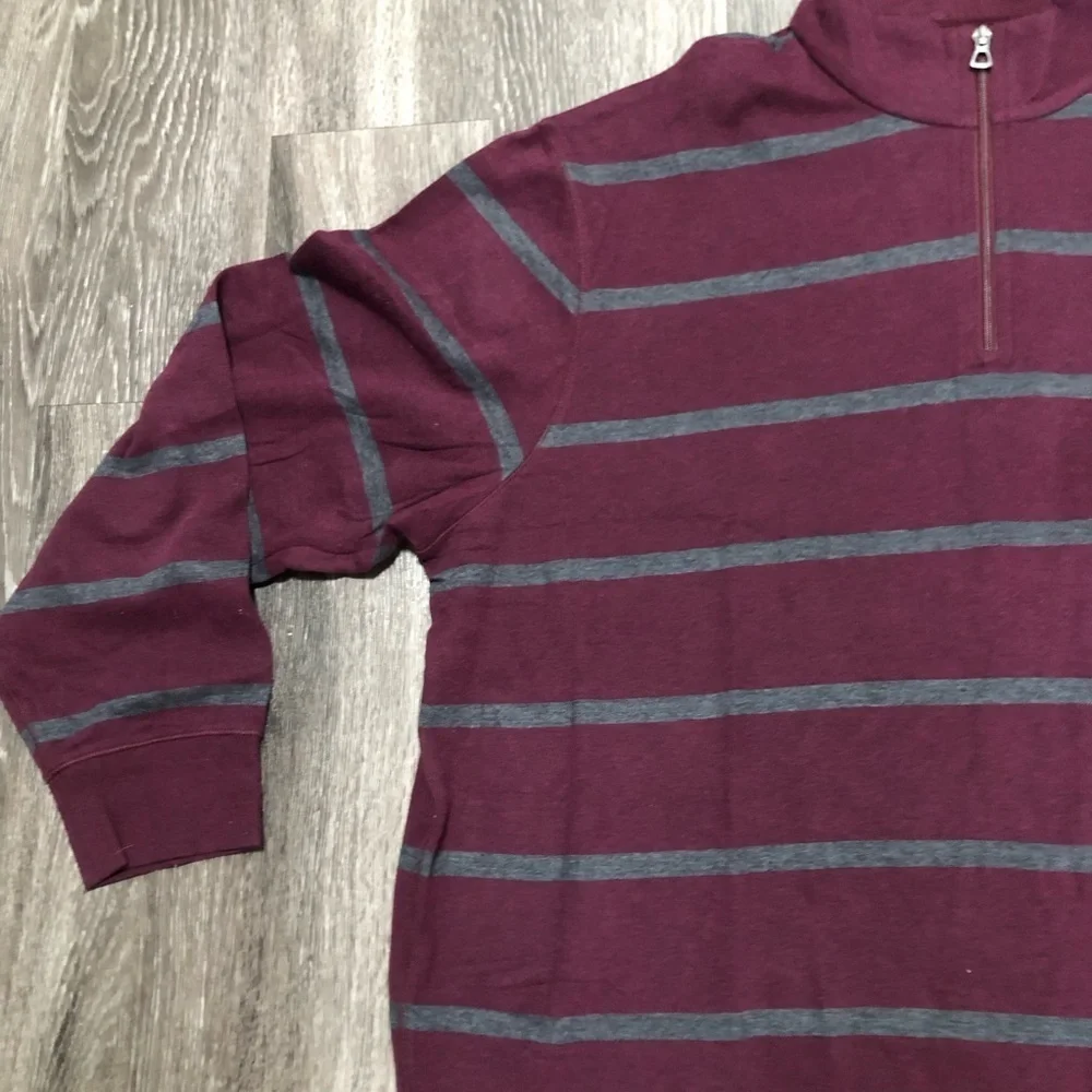 NWT Polo Ralph Lauren Men’s XXL 1/4 Zip Pullover - Maroon & Gray Striped